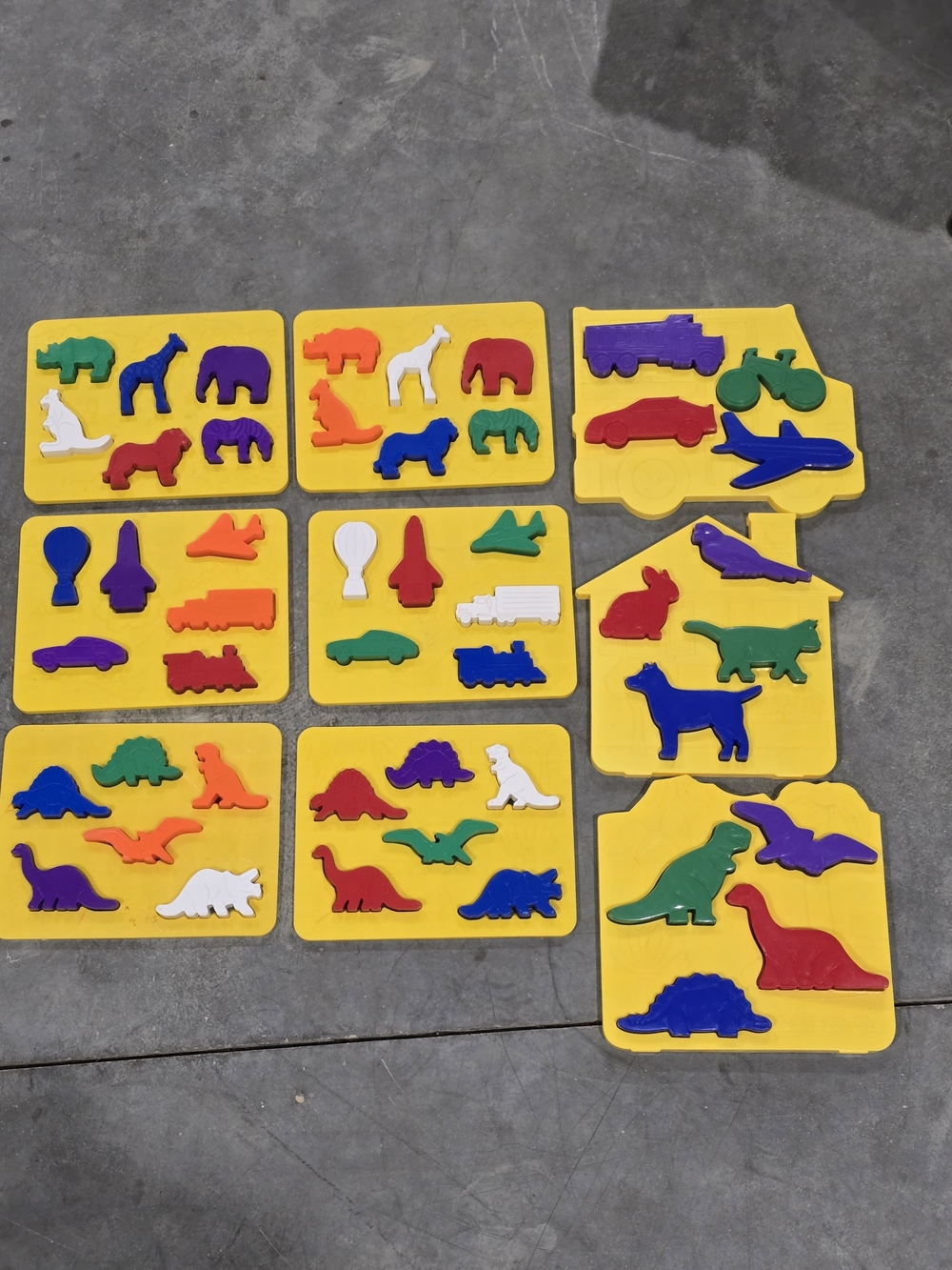 Vintage Discovery Toys First Years Place & Trace Plastic Puzzles Animal Dinosaur